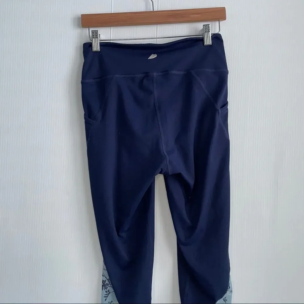 Free2B leggings blue with mesh floral pattern